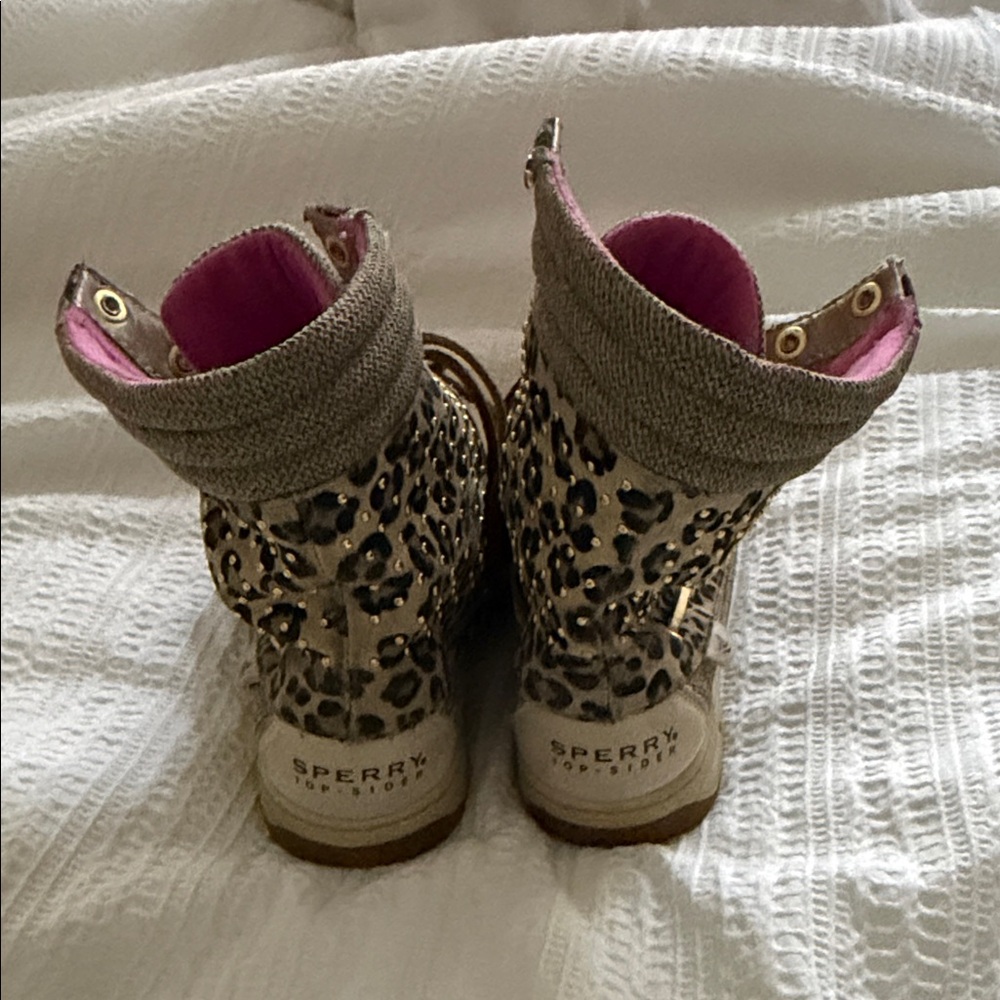 Sperry Leopard Print Boots with Pink Interior - Picture 2 of 6